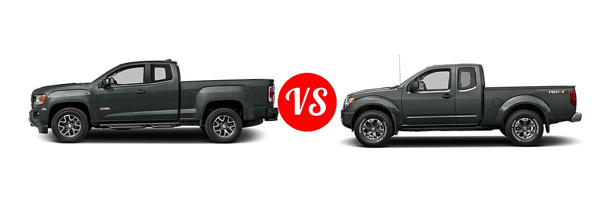 2016 GMC Canyon Pickup 2WD SLE / 2WD SLT vs. 2016 Nissan Frontier Pickup PRO-4X - Side Comparison