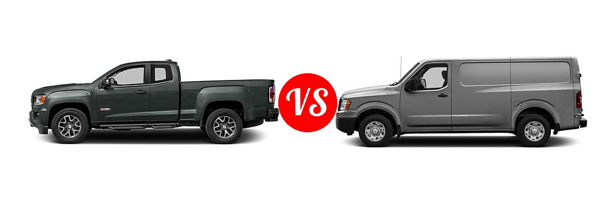2016 GMC Canyon Pickup 2WD SLE / 2WD SLT vs. 2016 Nissan NV Cargo Van S / SV - Side Comparison