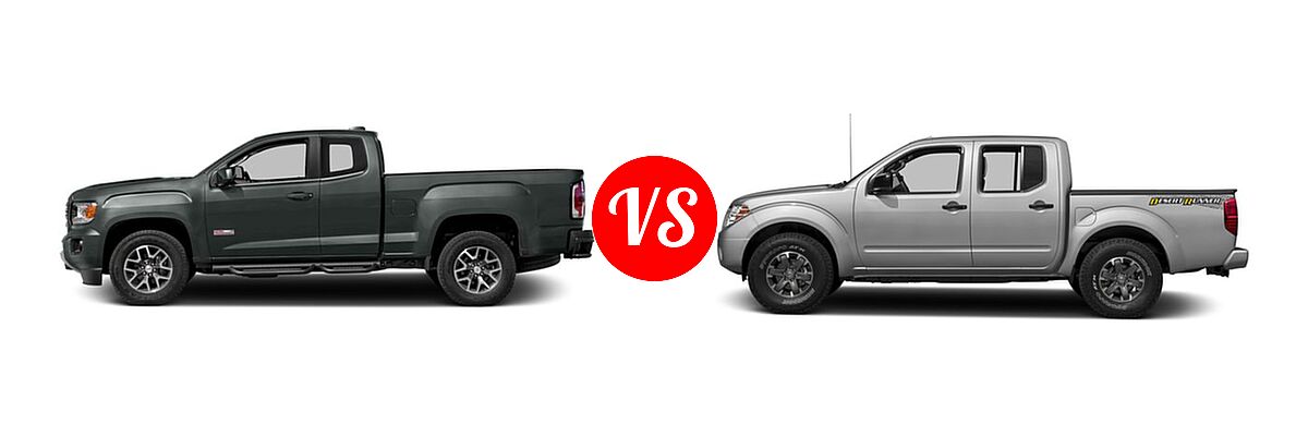 2016 GMC Canyon Pickup 2WD SLE / 2WD SLT vs. 2016 Nissan Frontier Pickup Desert Runner - Side Comparison