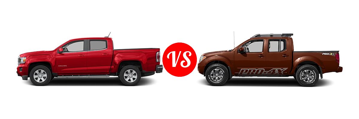 2016 GMC Canyon Pickup 2WD SLE vs. 2016 Nissan Frontier Pickup PRO-4X - Side Comparison