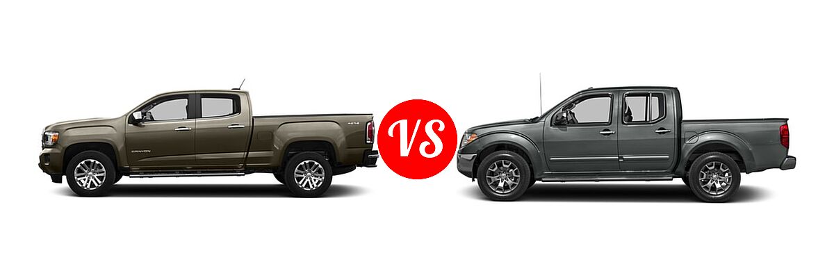 2016 GMC Canyon Pickup 2WD SLT vs. 2016 Nissan Frontier Pickup SL - Side Comparison