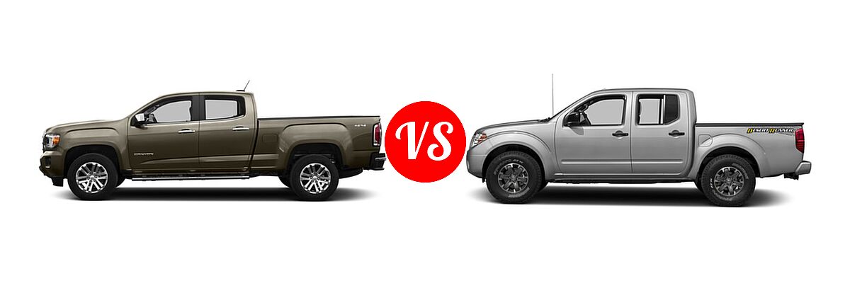2016 GMC Canyon Pickup 2WD SLT vs. 2016 Nissan Frontier Pickup Desert Runner - Side Comparison