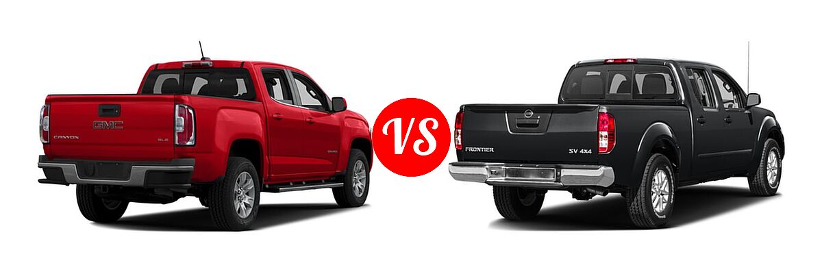 2016 GMC Canyon Pickup 2WD SLE vs. 2016 Nissan Frontier Pickup SV - Rear Right Comparison