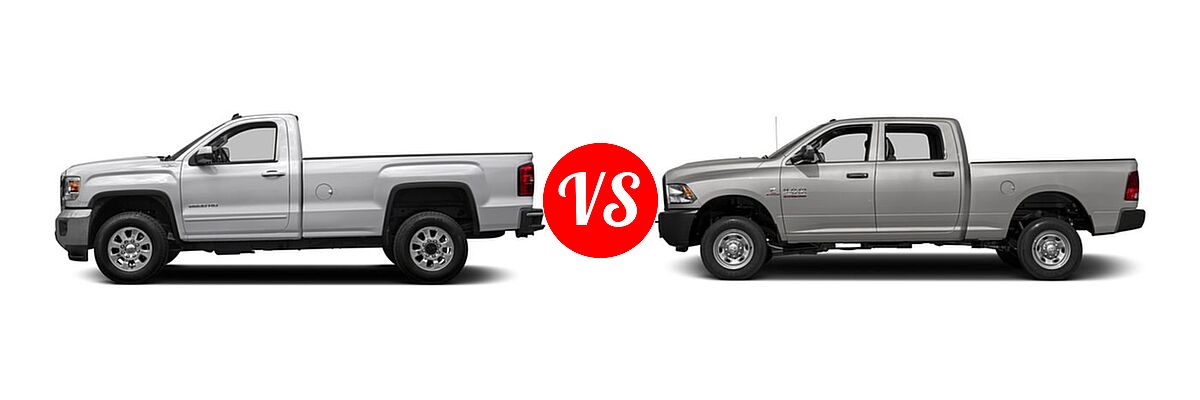 2016 GMC Sierra 2500HD Pickup SLE vs. 2016 Ram 2500 Pickup Tradesman - Side Comparison