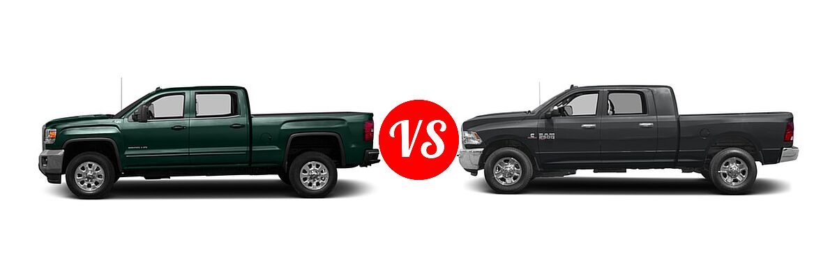 2016 GMC Sierra 2500HD Pickup SLE vs. 2016 Ram 2500 Pickup SLT - Side Comparison