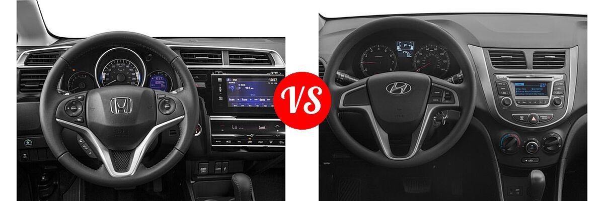 2016 Honda Fit Hatchback EX-L vs. 2016 Hyundai Accent Hatchback SE - Dashboard Comparison