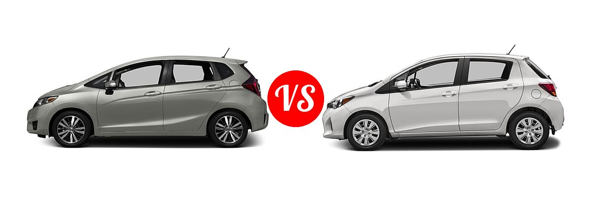 2016 Honda Fit Hatchback EX-L vs. 2016 Toyota Yaris Hatchback L / LE - Side Comparison