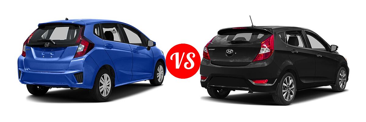 2016 Honda Fit Hatchback LX vs. 2016 Hyundai Accent Hatchback Sport - Rear Right Comparison