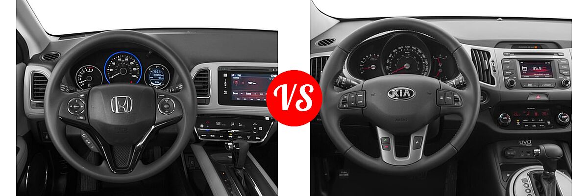 2016 Honda HR-V SUV EX vs. 2016 Kia Sportage SUV EX / LX / SX - Dashboard Comparison