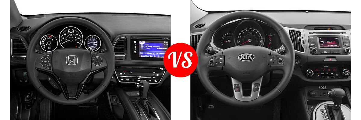 2016 Honda HR-V SUV EX-L w/Navi vs. 2016 Kia Sportage SUV EX / LX / SX - Dashboard Comparison