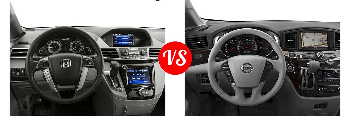 2016 Honda Odyssey Minivan EX vs. 2016 Nissan Quest Minivan Platinum / SL - Dashboard Comparison