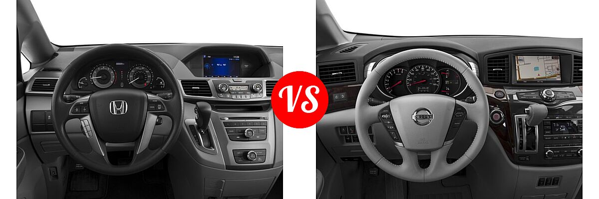 2016 Honda Odyssey Minivan LX vs. 2016 Nissan Quest Minivan Platinum / SL - Dashboard Comparison