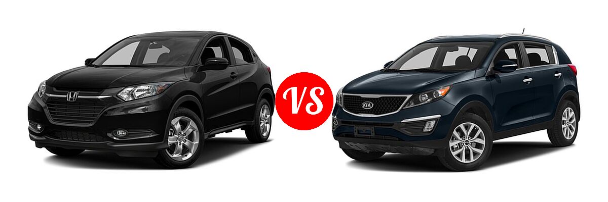 2016 Honda HR-V SUV EX vs. 2016 Kia Sportage SUV EX / LX / SX - Front Left Comparison