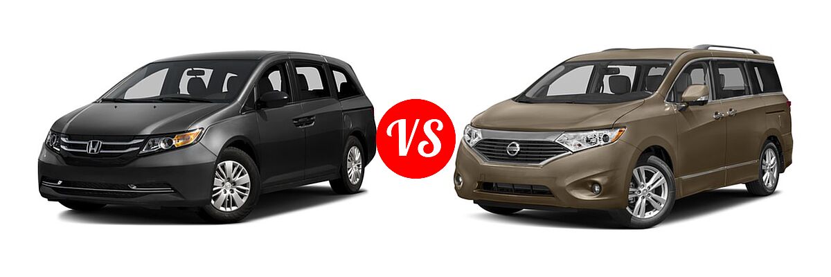 2016 Honda Odyssey Minivan LX vs. 2016 Nissan Quest Minivan Platinum / SL - Front Left Comparison