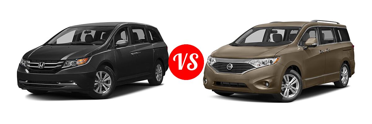 2016 Honda Odyssey Minivan EX vs. 2016 Nissan Quest Minivan Platinum / SL - Front Left Comparison