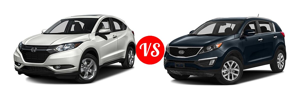 2016 Honda HR-V SUV EX vs. 2016 Kia Sportage SUV EX / LX / SX - Front Left Comparison