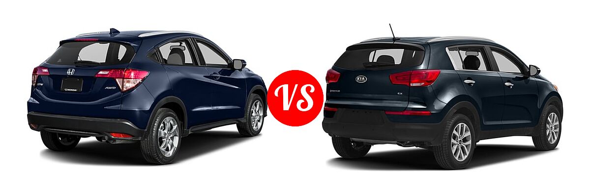2016 Honda HR-V SUV EX-L w/Navi vs. 2016 Kia Sportage SUV EX / LX / SX - Rear Right Comparison