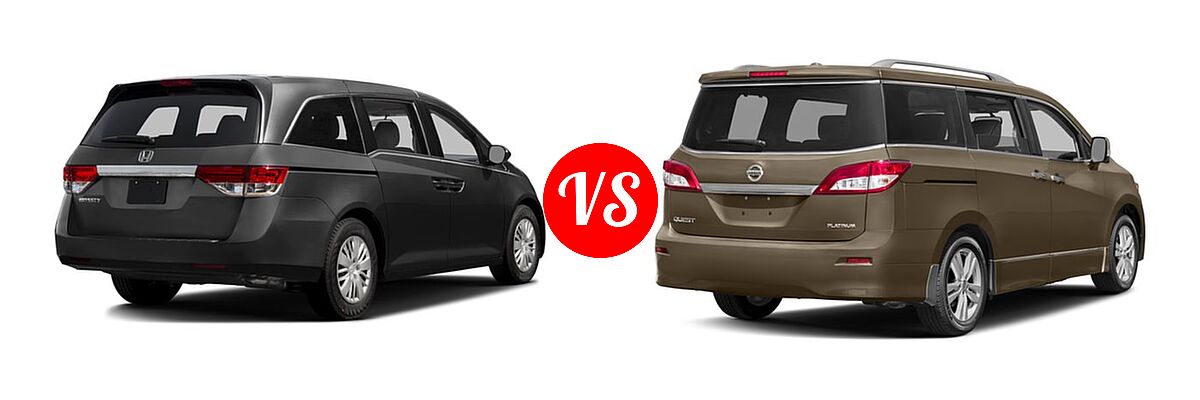 2016 Honda Odyssey Minivan LX vs. 2016 Nissan Quest Minivan Platinum / SL - Rear Right Comparison