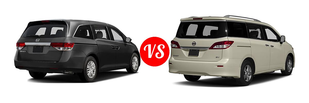 2016 Honda Odyssey Minivan LX vs. 2016 Nissan Quest Minivan S / SV - Rear Right Comparison