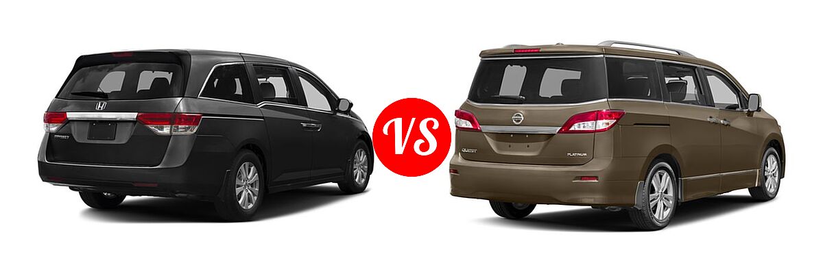 2016 Honda Odyssey Minivan EX vs. 2016 Nissan Quest Minivan Platinum / SL - Rear Right Comparison