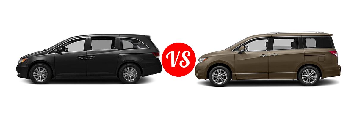 2016 Honda Odyssey Minivan EX vs. 2016 Nissan Quest Minivan Platinum / SL - Side Comparison