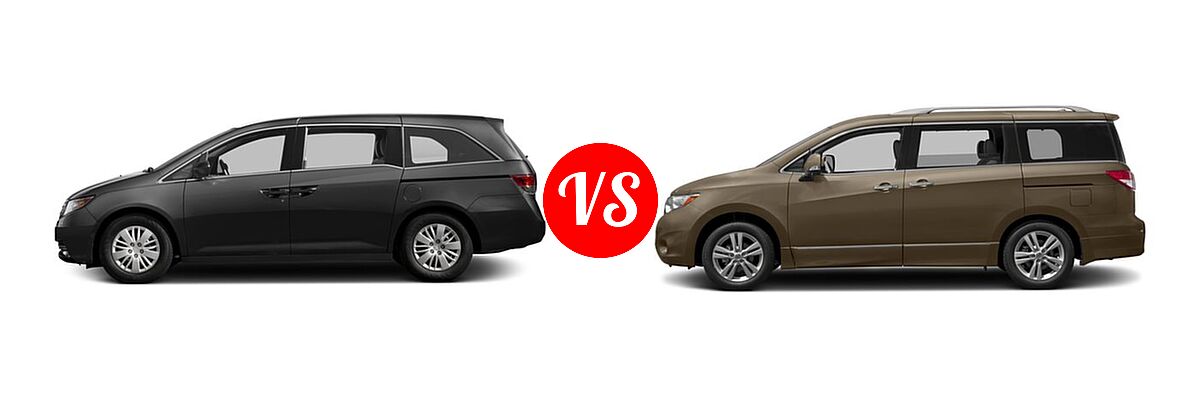 2016 Honda Odyssey Minivan LX vs. 2016 Nissan Quest Minivan Platinum / SL - Side Comparison