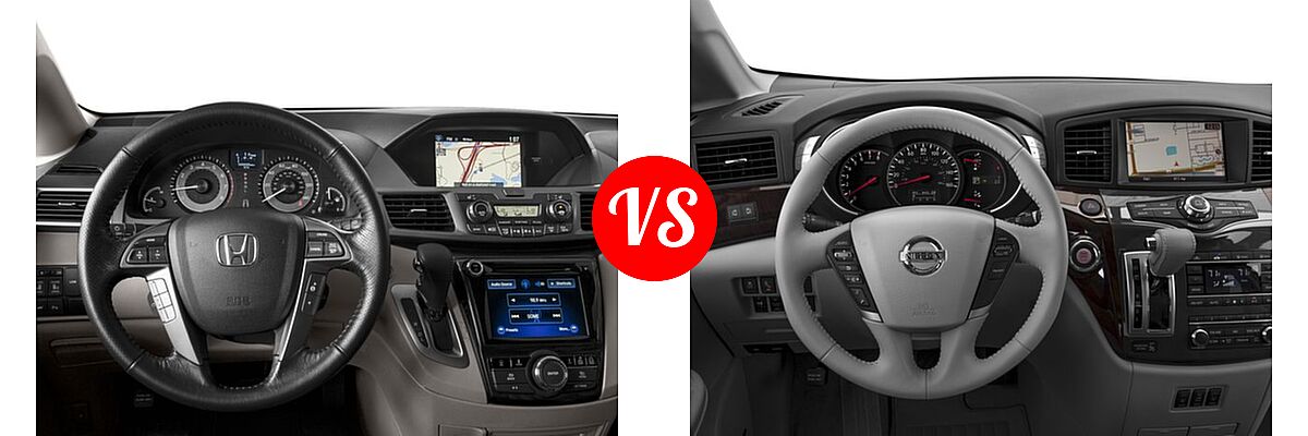 2016 Honda Odyssey Minivan Touring vs. 2016 Nissan Quest Minivan Platinum / SL - Dashboard Comparison