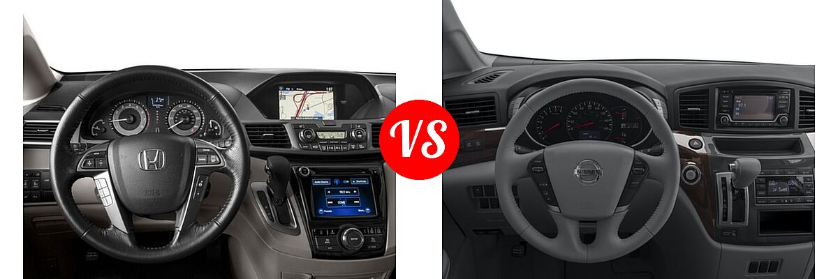 2016 Honda Odyssey Minivan Touring vs. 2016 Nissan Quest Minivan S / SV - Dashboard Comparison