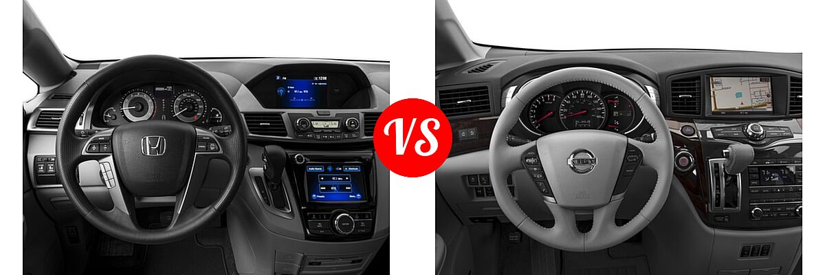 2016 Honda Odyssey Minivan SE vs. 2016 Nissan Quest Minivan Platinum / SL - Dashboard Comparison