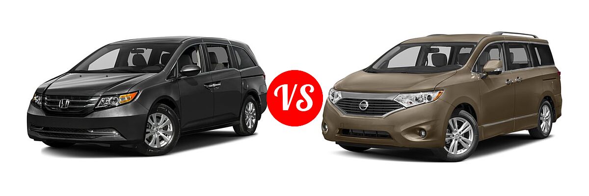 2016 Honda Odyssey Minivan SE vs. 2016 Nissan Quest Minivan Platinum / SL - Front Left Comparison