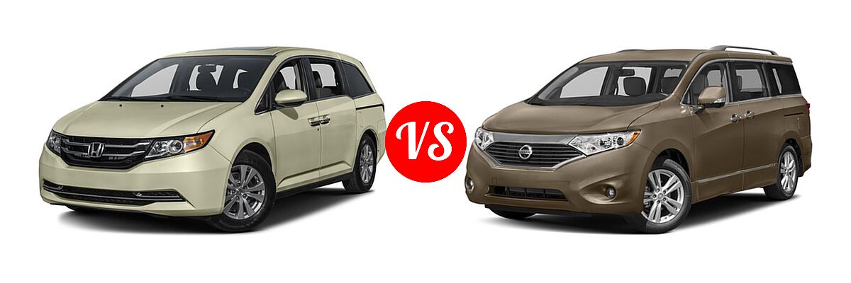 2016 Honda Odyssey Minivan EX-L vs. 2016 Nissan Quest Minivan Platinum / SL - Front Left Comparison