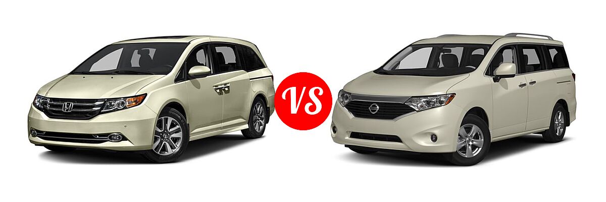 2016 Honda Odyssey Minivan Touring vs. 2016 Nissan Quest Minivan S / SV - Front Left Comparison