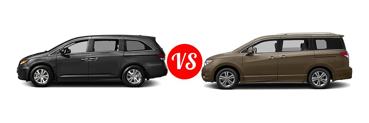 2016 Honda Odyssey Minivan SE vs. 2016 Nissan Quest Minivan Platinum / SL - Side Comparison