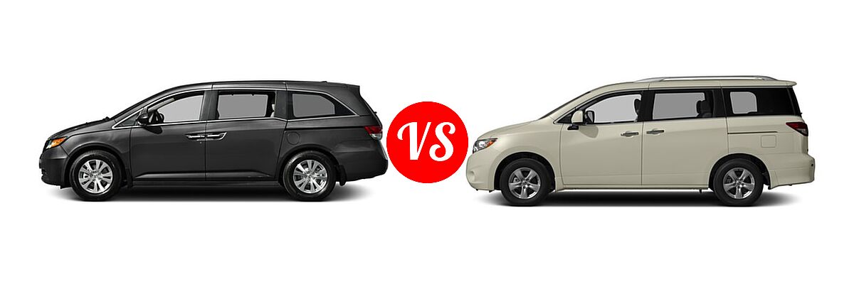 2016 Honda Odyssey Minivan SE vs. 2016 Nissan Quest Minivan S / SV - Side Comparison