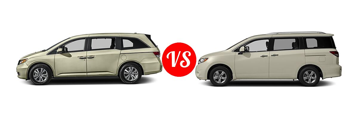 2016 Honda Odyssey Minivan EX-L vs. 2016 Nissan Quest Minivan S / SV - Side Comparison