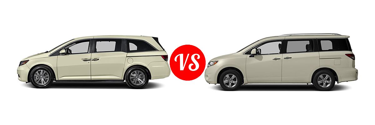 2016 Honda Odyssey Minivan EX-L vs. 2016 Nissan Quest Minivan S / SV - Side Comparison