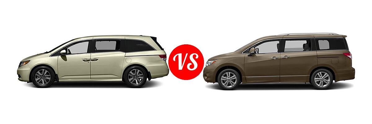 2016 Honda Odyssey Minivan Touring vs. 2016 Nissan Quest Minivan Platinum / SL - Side Comparison