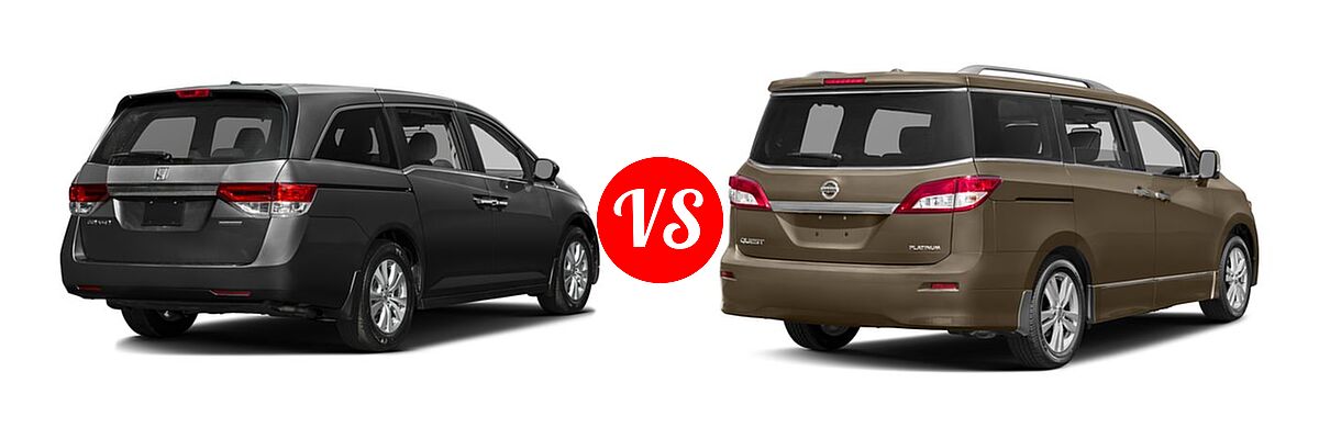 2016 Honda Odyssey Minivan SE vs. 2016 Nissan Quest Minivan Platinum / SL - Rear Right Comparison