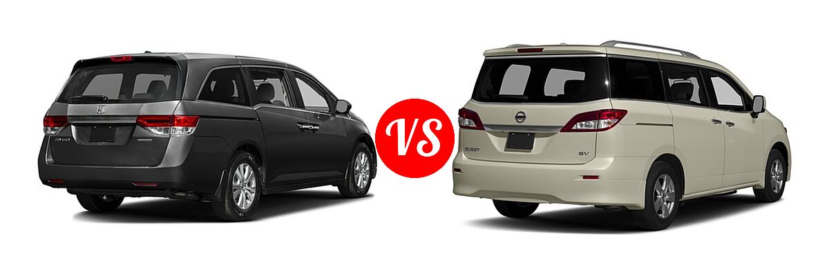 2016 Honda Odyssey Minivan SE vs. 2016 Nissan Quest Minivan S / SV - Rear Right Comparison