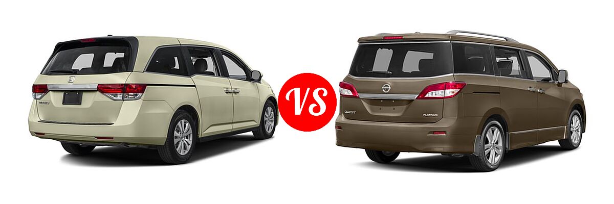 2016 Honda Odyssey Minivan EX-L vs. 2016 Nissan Quest Minivan Platinum / SL - Rear Right Comparison