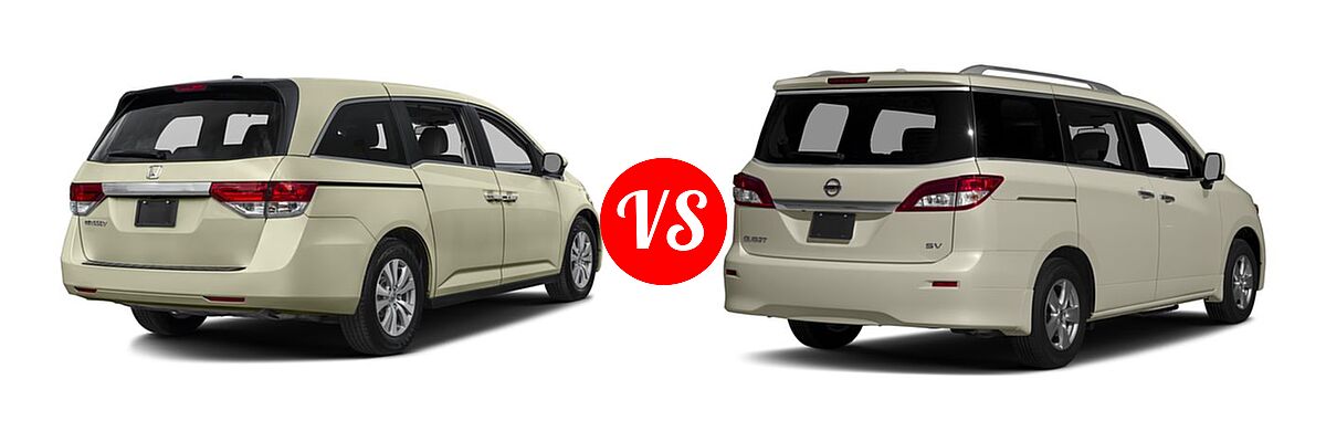 2016 Honda Odyssey Minivan EX-L vs. 2016 Nissan Quest Minivan S / SV - Rear Right Comparison