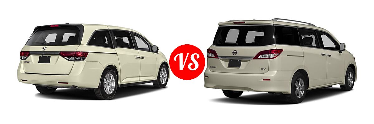 2016 Honda Odyssey Minivan EX-L vs. 2016 Nissan Quest Minivan S / SV - Rear Right Comparison