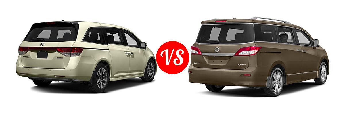 2016 Honda Odyssey Minivan Touring vs. 2016 Nissan Quest Minivan Platinum / SL - Rear Right Comparison