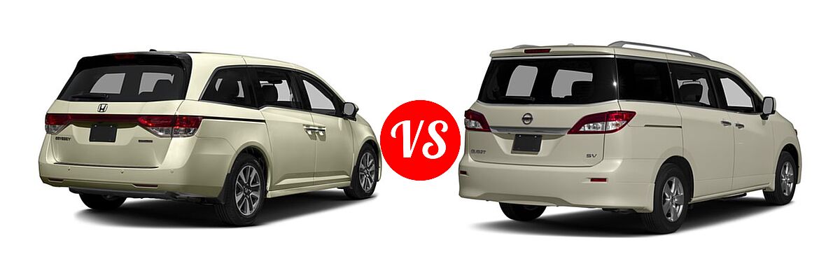 2016 Honda Odyssey Minivan Touring vs. 2016 Nissan Quest Minivan S / SV - Rear Right Comparison