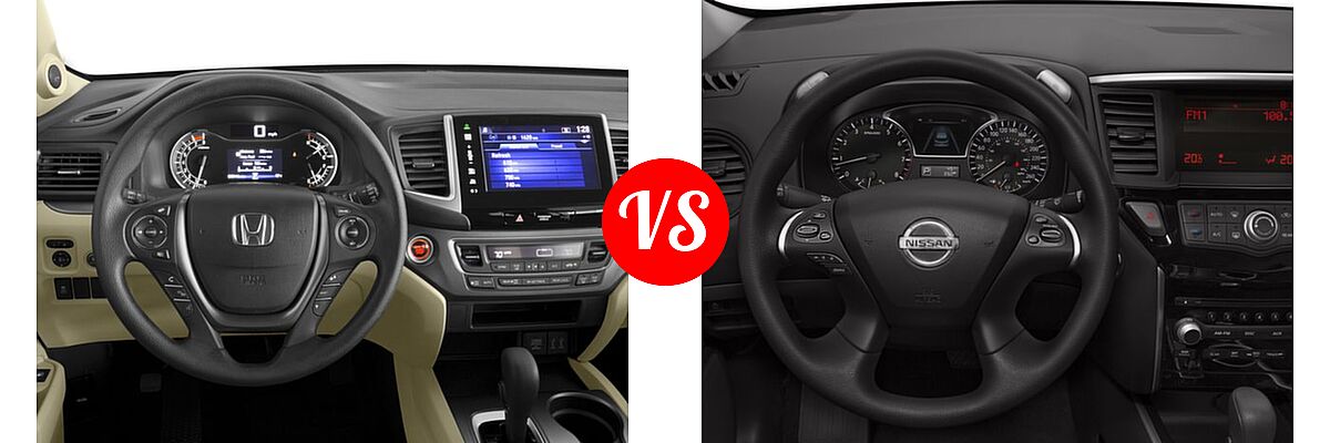 2016 Honda Pilot SUV EX vs. 2016 Nissan Pathfinder SUV S / SV - Dashboard Comparison