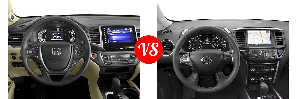 2016 Honda Pilot SUV EX vs. 2016 Nissan Pathfinder SUV Platinum / SL - Dashboard Comparison