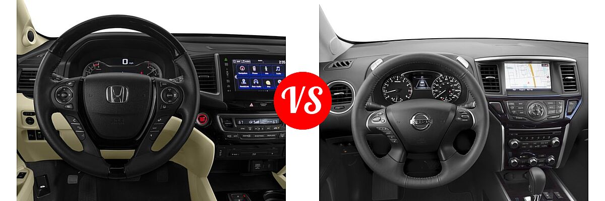 2016 Honda Pilot SUV Touring vs. 2016 Nissan Pathfinder SUV Platinum / SL - Dashboard Comparison