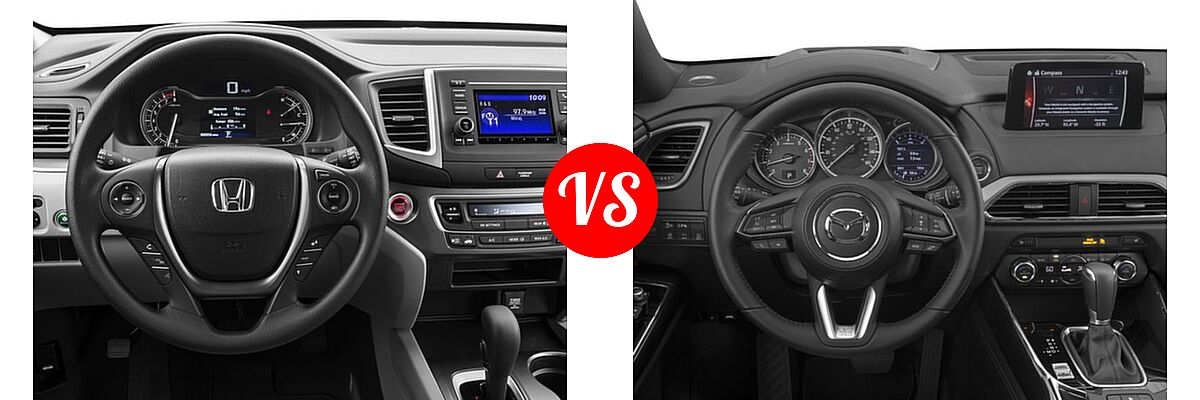 2016 Honda Pilot SUV LX vs. 2016 Mazda CX-9 SUV Grand Touring - Dashboard Comparison