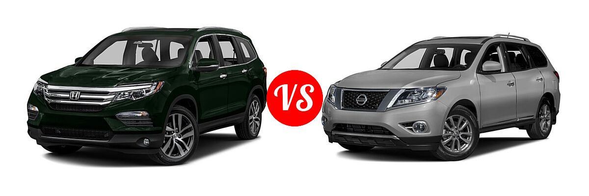 2016 Honda Pilot SUV Touring vs. 2016 Nissan Pathfinder SUV Platinum / SL - Front Left Comparison