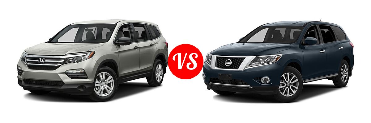 2016 Honda Pilot SUV LX vs. 2016 Nissan Pathfinder SUV S / SV - Front Left Comparison